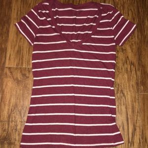 Maroon Striped V-neck